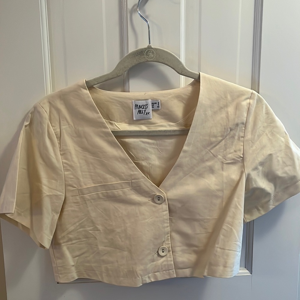 Cream button front blouse